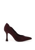 Menbur Scalloped Trim Diamante Encrusted High Heels, Wine image