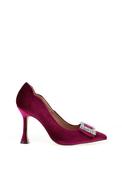 Menbur Scalloped Edge Velvet Heels, Purple image