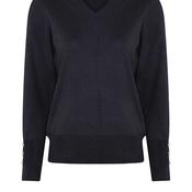 Micha V-Neck Autumn Viscose Knit Sweater, Navy