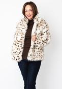 Micha Leopard Print Faux Fur Coat, Cream image