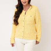 Micha Fringed Button Up Knit Cardigan, Yellow image