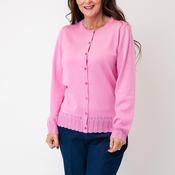 Micha Frill Detail Button-Down Cardigan, Pink