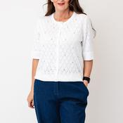 Micha Textured Button-Down Cardigan, White