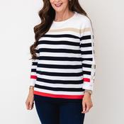 Micha Strip Detail Fine Knit Jumper, Navy