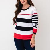 Micha Strip Colour Block Detail Fine Knit Jumper, Red