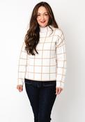 Micha Grid Print High Neck Jumper, Cream image