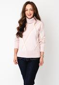 Micha Lurex Stripe Roll Neck Jumper, Pink image