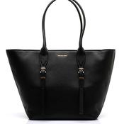 MICHAEL Michael Kors Moore Pebbled Leather Buckle Tote Bag, Black