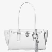MICHAEL Michael Kors Hamilton Leather Shoulder Bag, White