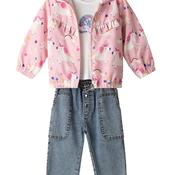 Ebita Mini Girl Unicorn Jacket Tee and Jean Set, Pink image