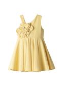 Ebita Mini Girl Floral and Feather Dress, Yellow image