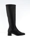 MISS ELASTIC Knee High Low Block Heeled Boots, Black image
