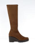 MISS ELASTIC Wedge Heel Knee High Boots, Tan image