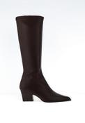 MISS ELASTIC Faux Leather Slip On Knee High Boot, Brown image