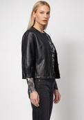 Monari Faux Leather Cropped Jacket, Black image
