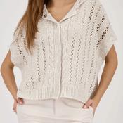 Monari Ajour Knit Hooded Cardigan, Beige