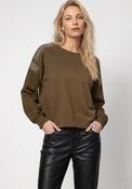 Monari Round Neck with Rhinestone Detail Jumper, Olive Green image
