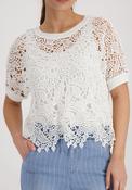 Monari Wide Knit Lace Pattern T-Shirt, White image