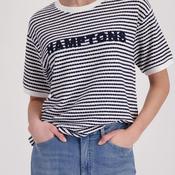 Monari Hamptons Striped Knit Short Sleeve Sweater, Navy image