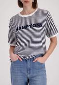 Monari Hamptons Striped Knit Short Sleeve Sweater, Navy image