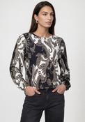 Monari Paisley Pattern Long Sleeve Top, Black image