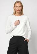 Monari Rhinestone Neck Long Sleeve Top, White image