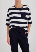 Monari Striped with Pocket Detail Top, White and Navy image