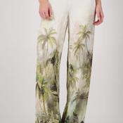 Monari Tropical Print Palazzo Trousers, Cream Multi image