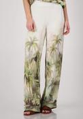 Monari Tropical Print Palazzo Trousers, Cream Multi image