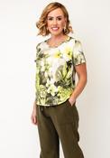 Monari Botanical Print with Rhinestone Detail T-Shirt, Green Multi image