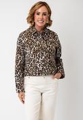 Monari Leopard Print Denim Jacket, Beige Multi image