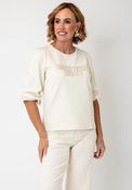 Monari Rhinestone Graphic Sweatshirt, Cream image