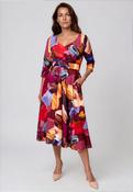 Moncho Heredia Brush Stroke Print Midi Dress, Wine Multi image