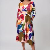 Moncho Heredia Brush Stroke Print Midi Dress, Ivory Multi