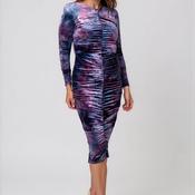 Moncho Heredia Velvet Ruched Pencil Dress, Purple