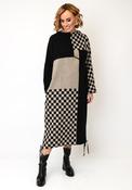 My Soul Knitted Checkered Print Midi Dress, Black Multi image