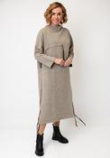 My Soul Knitted Checkered Print Midi Dress, Beige image