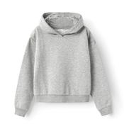 Name It Kid Girl Nappie Long Sleeve Crop Hoodie, Grey Melange image