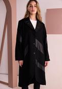 Naya Textured Longline Coat, Black image