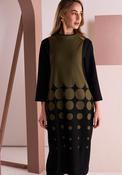 Naya Geo Print Stretch Knit Midi Dress, Green &amp; Black image