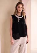 Naya Round Neck Sleeveless Top, Black image