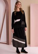 Naya Colour Panel Detail Midi Skirt, Black image