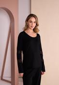 Naya Mesh Insert Sleeve Detail Top, Black image