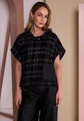 Naya Checked Pattern Relaxed Top, Black image