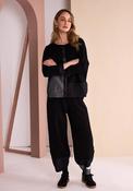 Naya Wide Leg with Contrasting Hem Trousers, Black image
