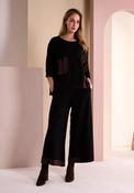 Naya Wide Leg with Hem Detail Trousers, Black image