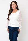 Naya Round Neck Mesh Sleeve Top, White image