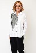 Naya Stripe Detail Button Up Blouse, White Multi image