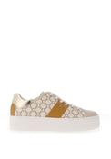 Nero Giardini Leather Printed Laced Trainers, Beige &amp; Yellow image