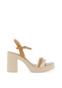 Nero Giardini Diamante Buckle High Heeled Sandals, Tan image